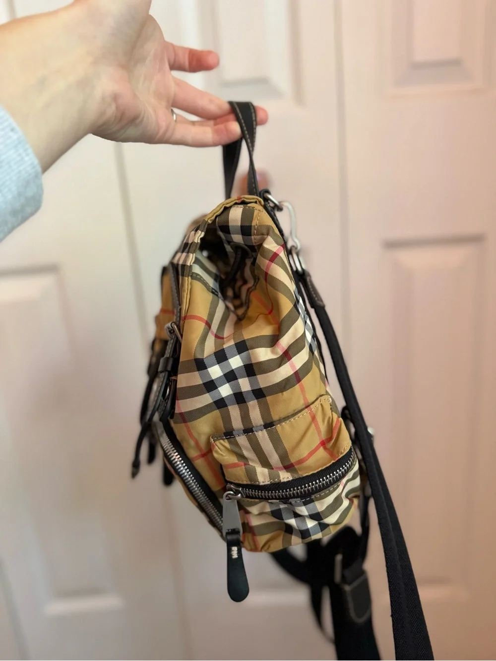 Vintage Burberry Checkered Beige Plaid Mini Backpack